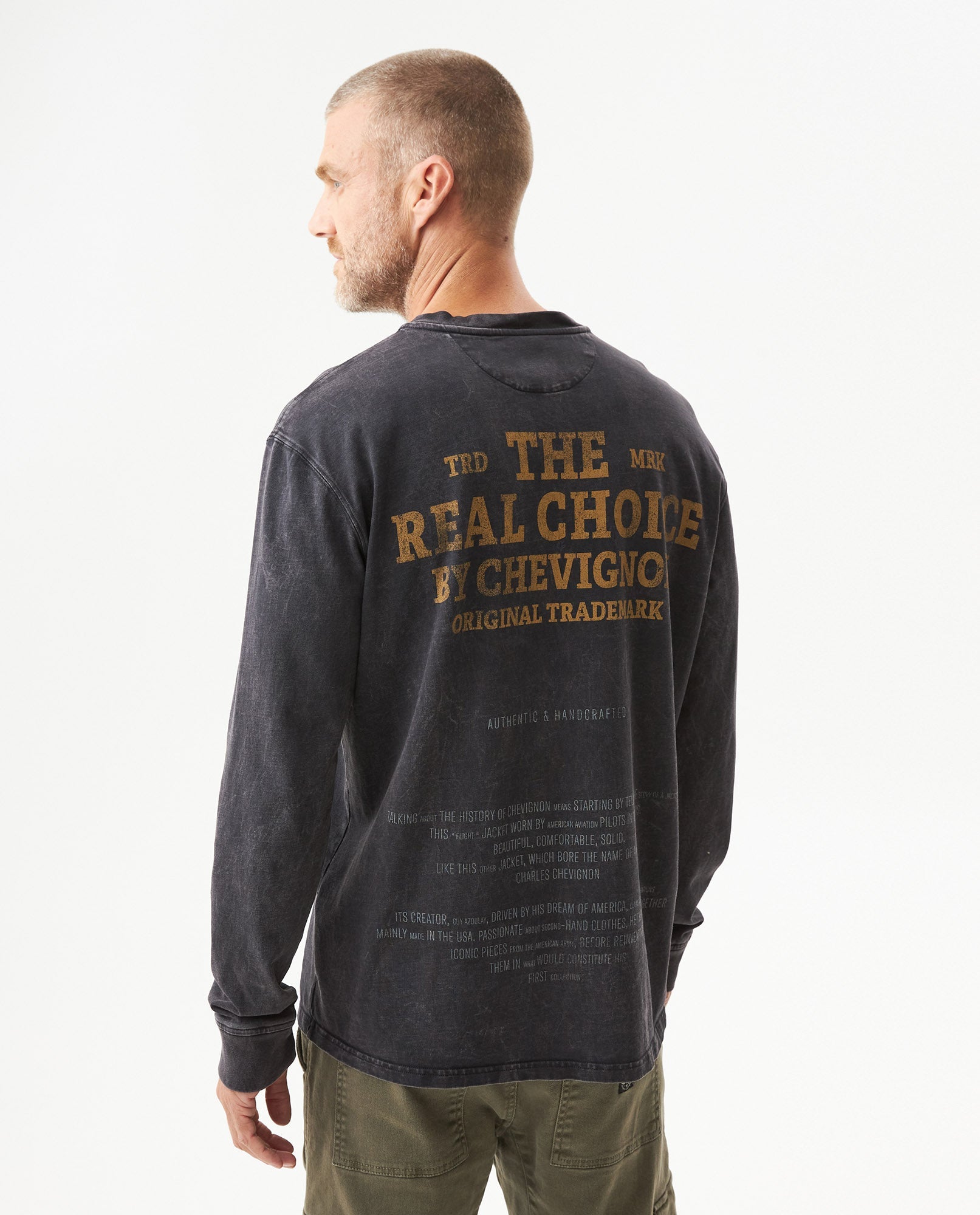 Men's Long Sleeve Regular Fit Graphic T-shirt in Cotton, Archor - 4